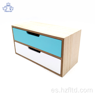 Organizador de escritorio de oficina de madera moderno con 2 cajones